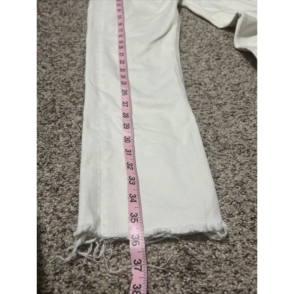 Mother Mid Rise Dazzler Ankle Fray In White Puff’s Size 29 - Picture 9 of 11